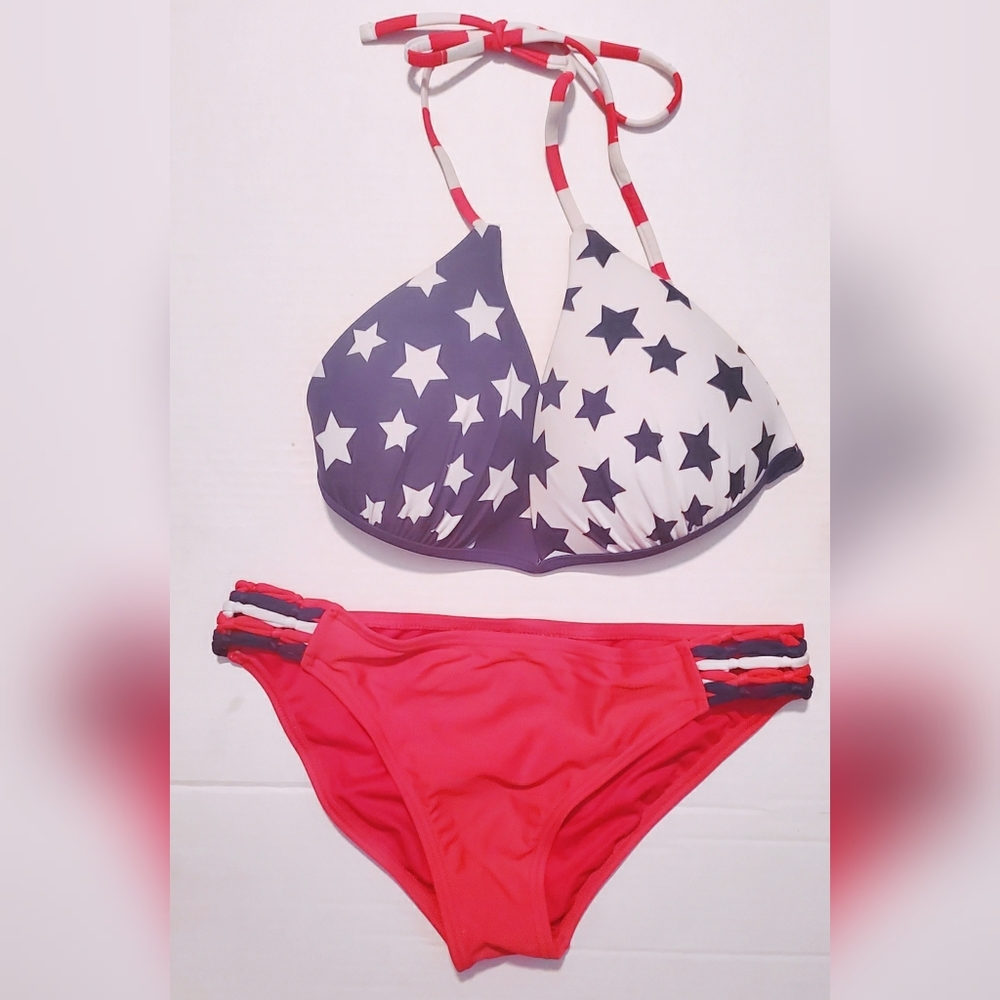 Star Patriotic American Flag Theme Bikini Set